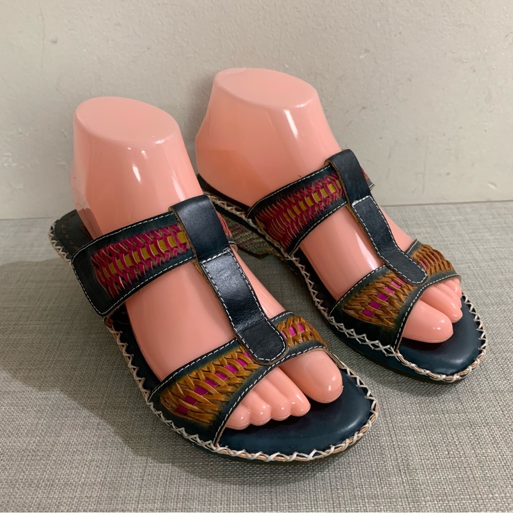 MINT! Women's SPRING STEP L'Artiste GONZO Gray LEATHER Wedge SUMMER Boho SANDALS